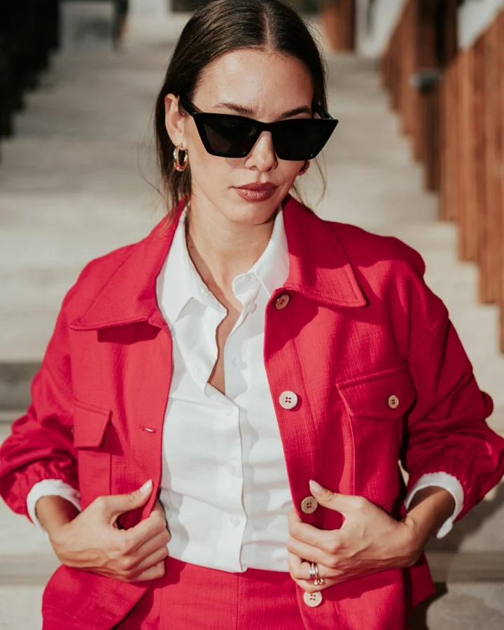 De IONESCU Damen vegan Jacke Sibiel Fuchsia