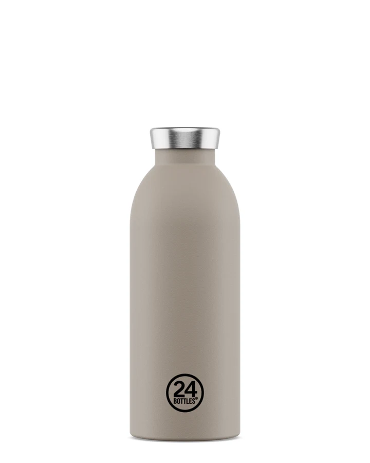 Thermos Trinkflasche aus Edelstahl 500 ml, grau, personalisierbar, Clima Bottle Linen - 24Bottles