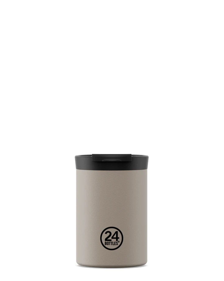Thermos Becher to go, Isolierbecher 350 ml, grau, personalisierbar, Travel Tumbler Linen - 24Bottles