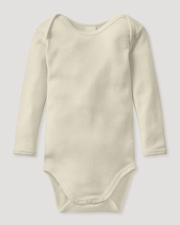 hessnatur Baby Body Langarm aus Bio-Merinowolle mit Seide - natur - Größe 62/68