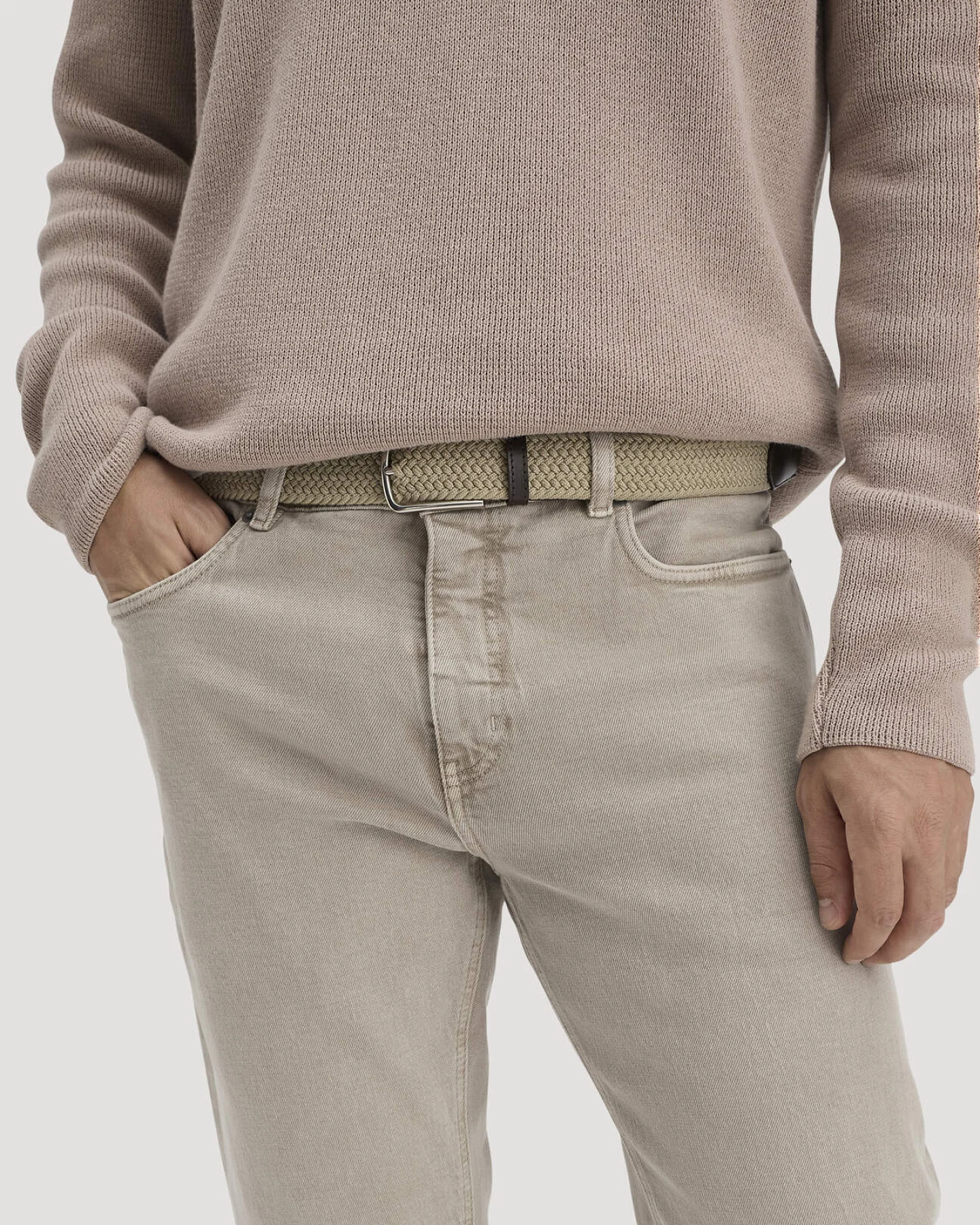 hessnatur Herren Jeans BEN Regular Straight aus Bio-Denim mit Hanf - beige - Größe 34/32 – Ansicht 3