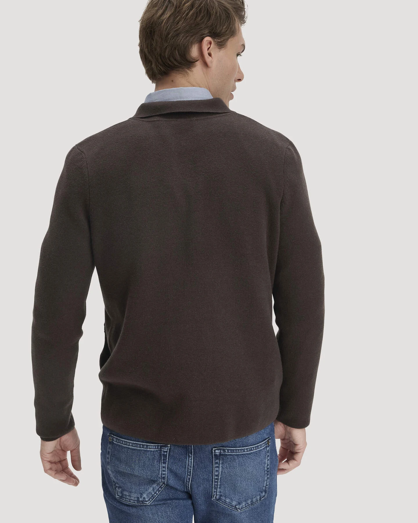 hessnatur Herren Milano Strick Jacke Regular aus Bio-Baumwolle mit Bio-Merinowolle - braun - Größe XL – Ansicht 3