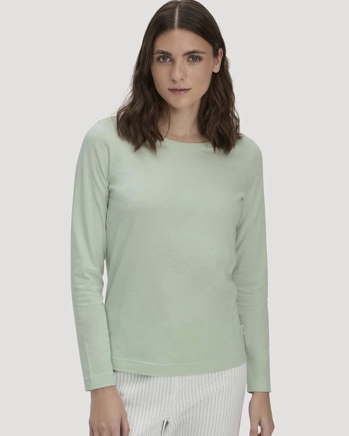 hessnatur Damen Schlaf Shirt PURE COTTON aus Bio-Baumwolle - grün - Größe 34