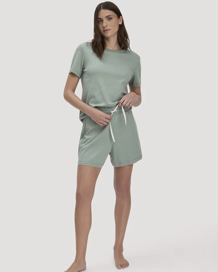 hessnatur Damen Pyjama PURE NATURE aus Bio-Baumwolle - grün - Größe 44