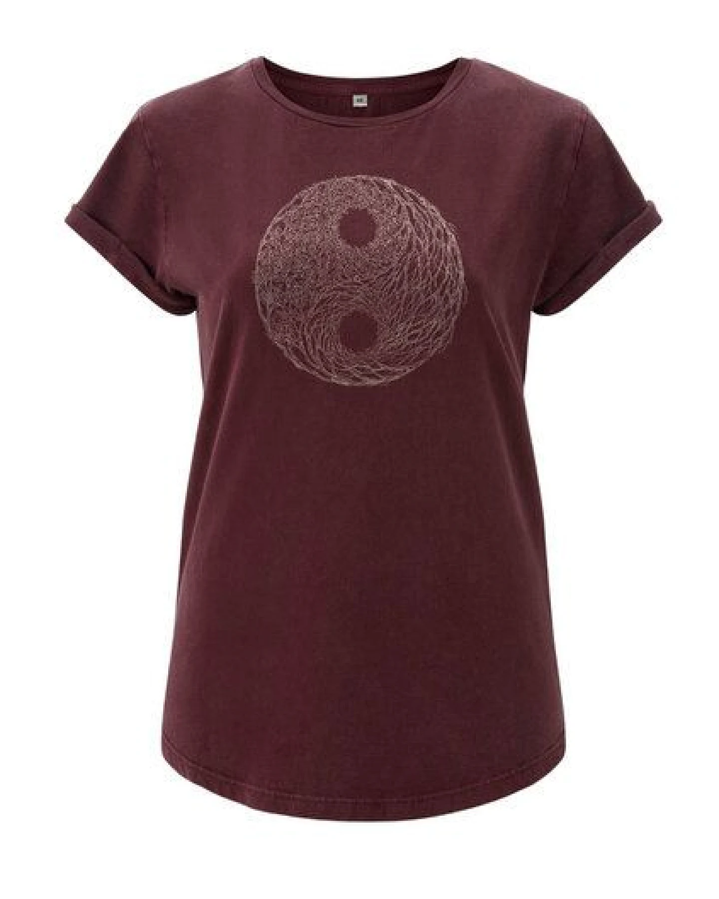 Life-Tree Fairwear Organic Shirt Women Washed Red YinYang – Ansicht 3