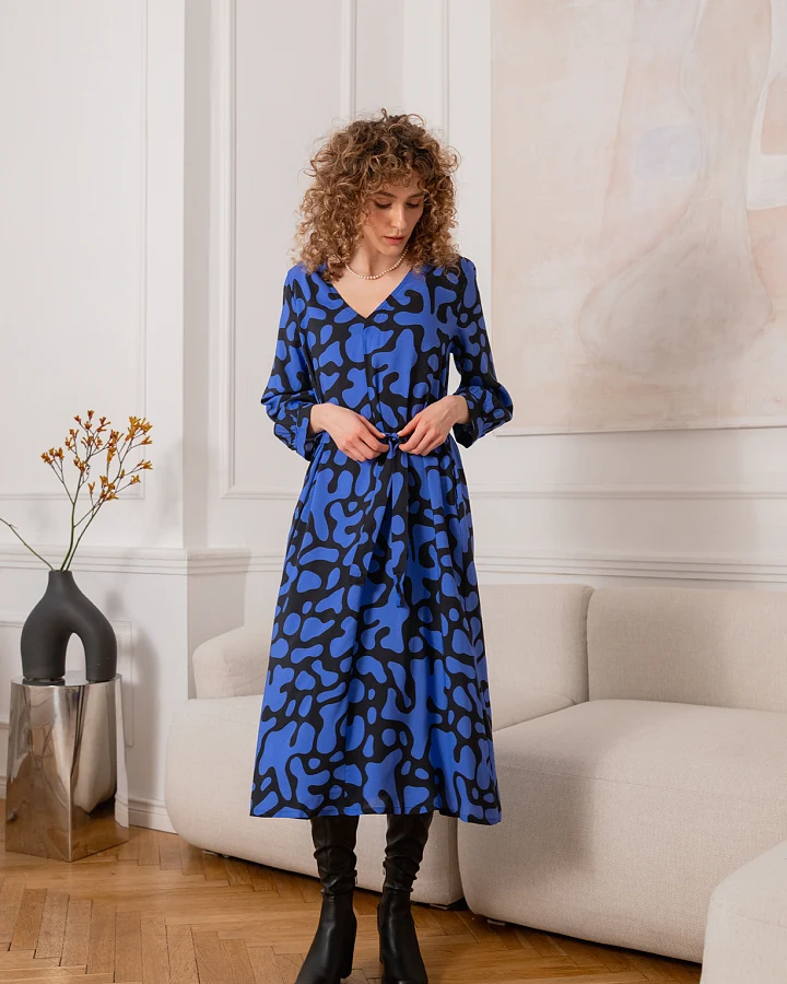 WiDDA Damen vegan Kleid Lubina Blue Bubble