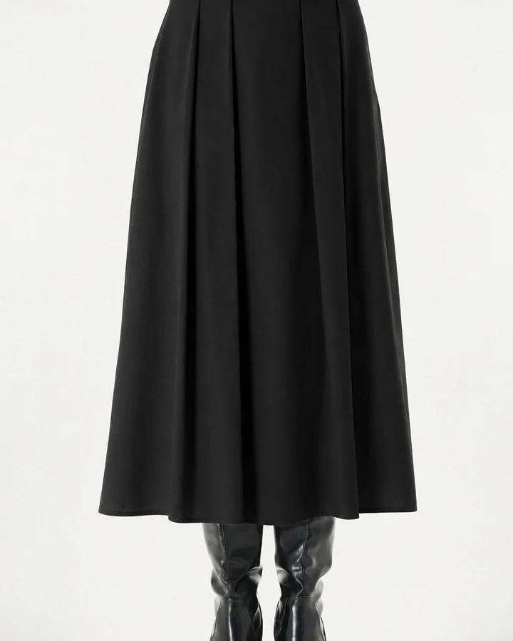 ORGANICATION Damen vegan Langer Plissierter Rock Schwarz
