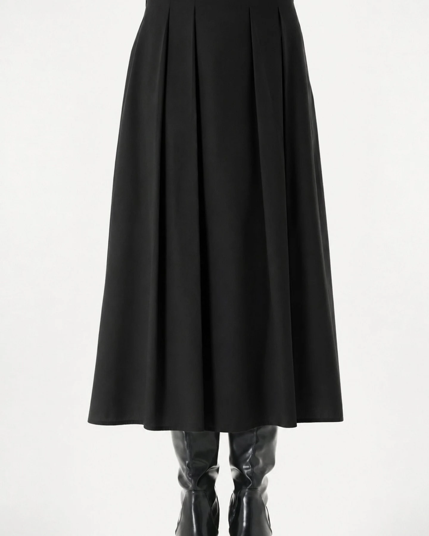 ORGANICATION Damen vegan Langer Plissierter Rock Schwarz – Ansicht 2