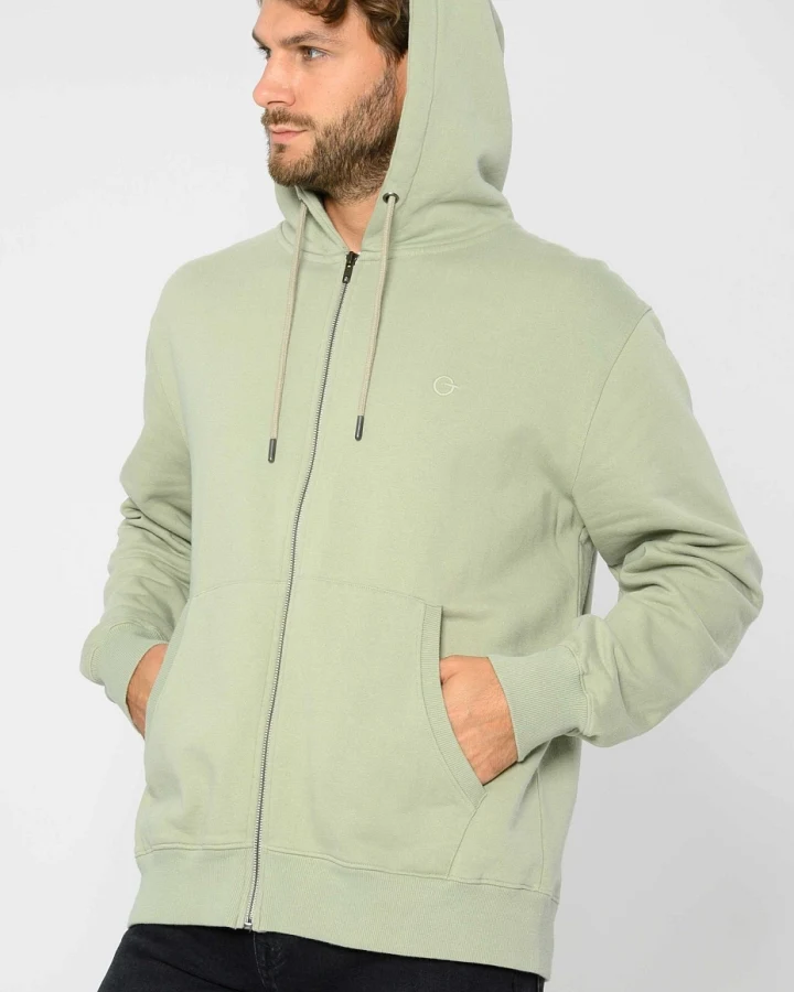 ThokkThokk Herren vegan Reißverschluss Hoodie Wüstensalbei Grün