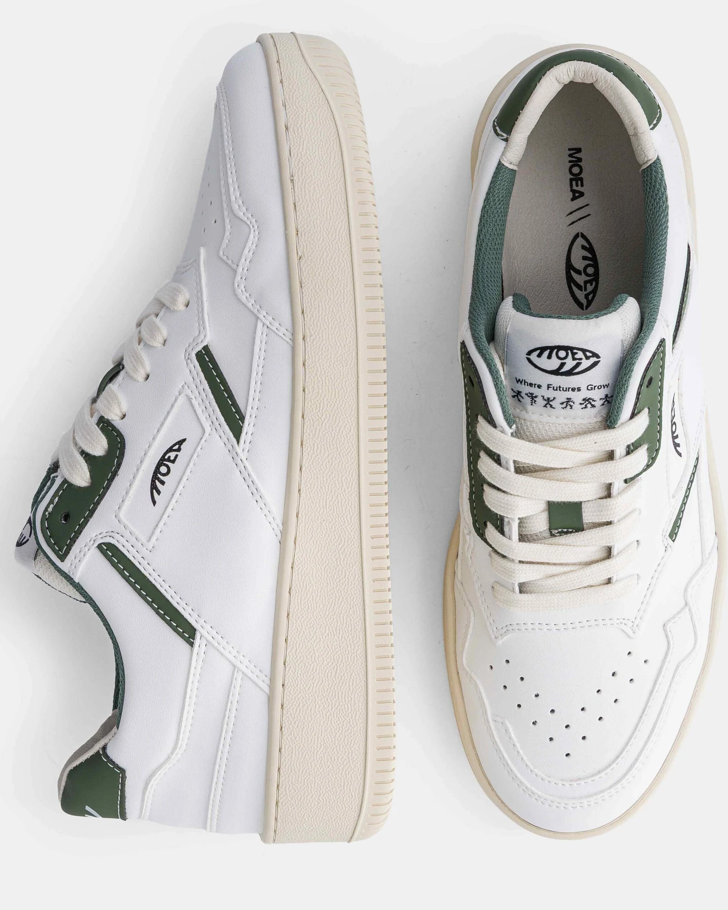 MoEa Herren vegan Sneaker Origin White & Green Apple – Ansicht 2
