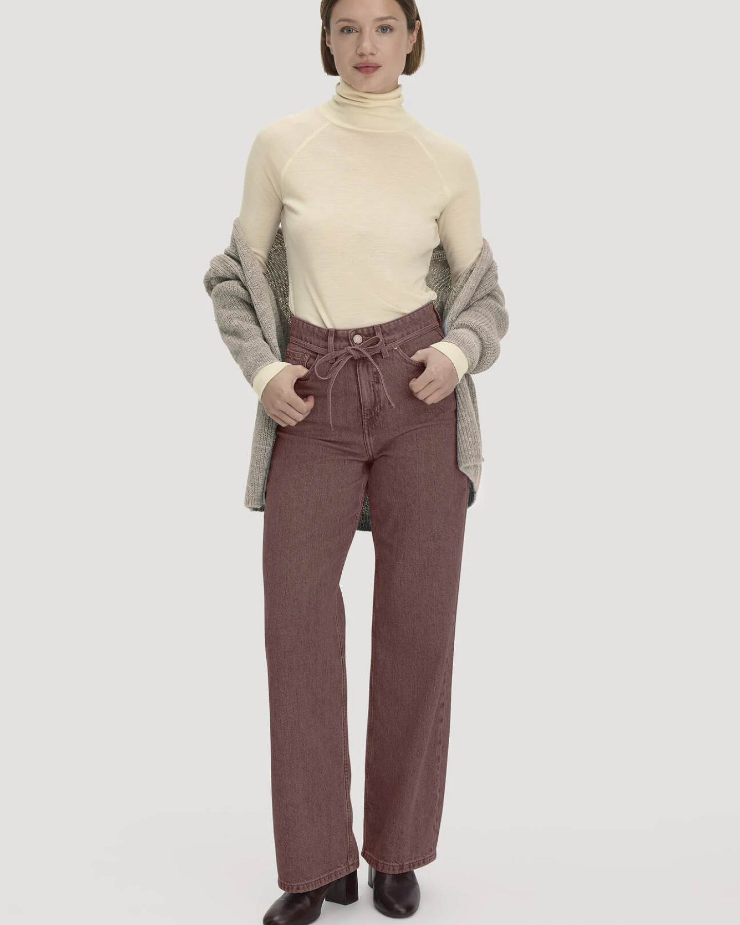 hessnatur Damen Longsleeve Slim aus Bio-Merinowolle und TENCEL™ Lyocell - gelb - Größe 48 – Ansicht 2