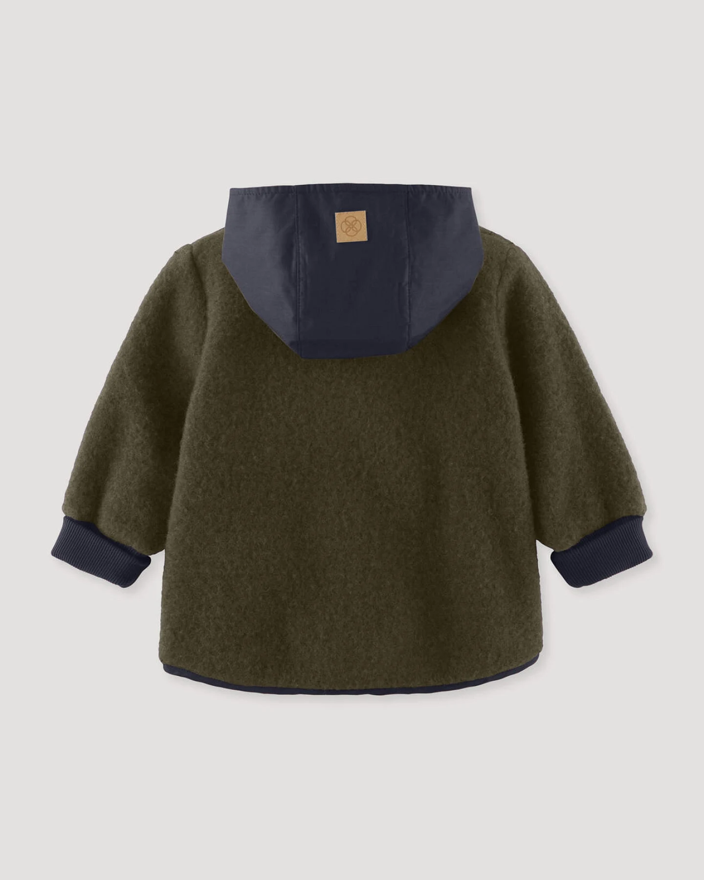 hessnatur Baby Wollfleece-Jacke mit Patch aus Bio-Merinowolle - grün - Größe 62/68 – Ansicht 2