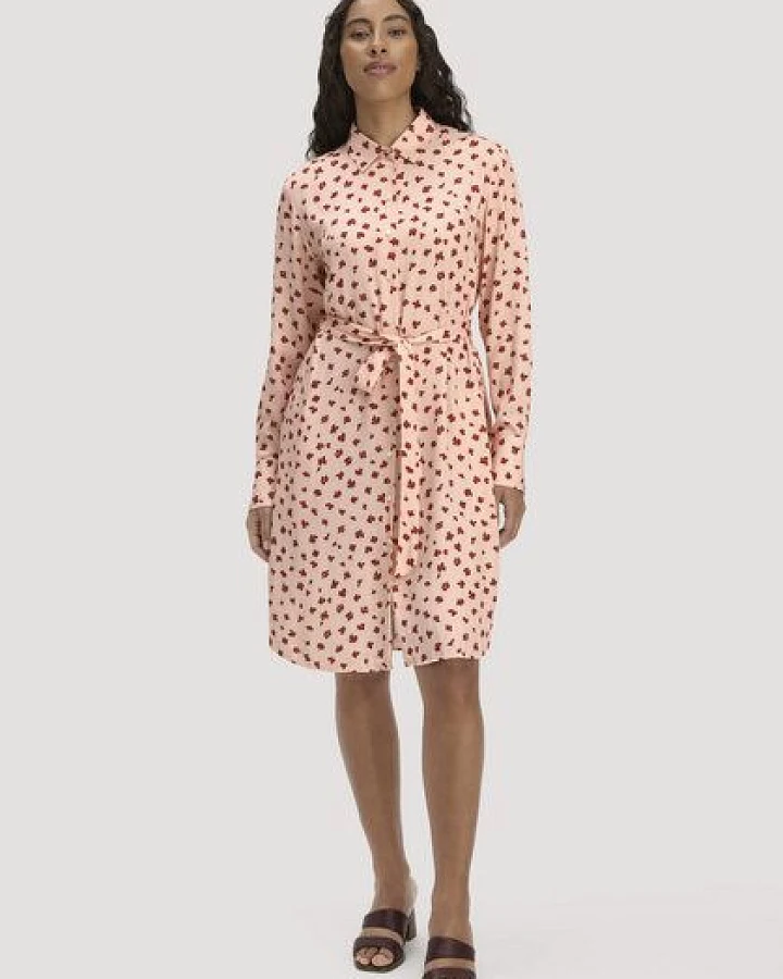 hessnatur Gewebe Hemdblusenkleid Knielang aus reiner LENZING ECOVERO Viskose