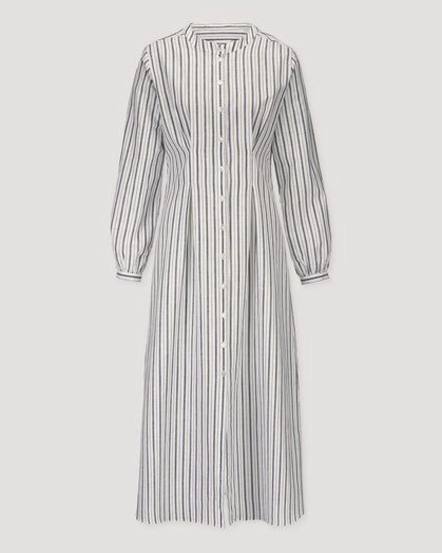 hessnatur Hemdblusenkleid mit Taillierung Maxi aus Bio-Baumwolle mit Leinen – Ansicht 4