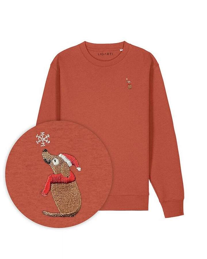 Bestickter Pullover – Thomas der Weihnachtshund – LIGARTI Tiermanufaktur