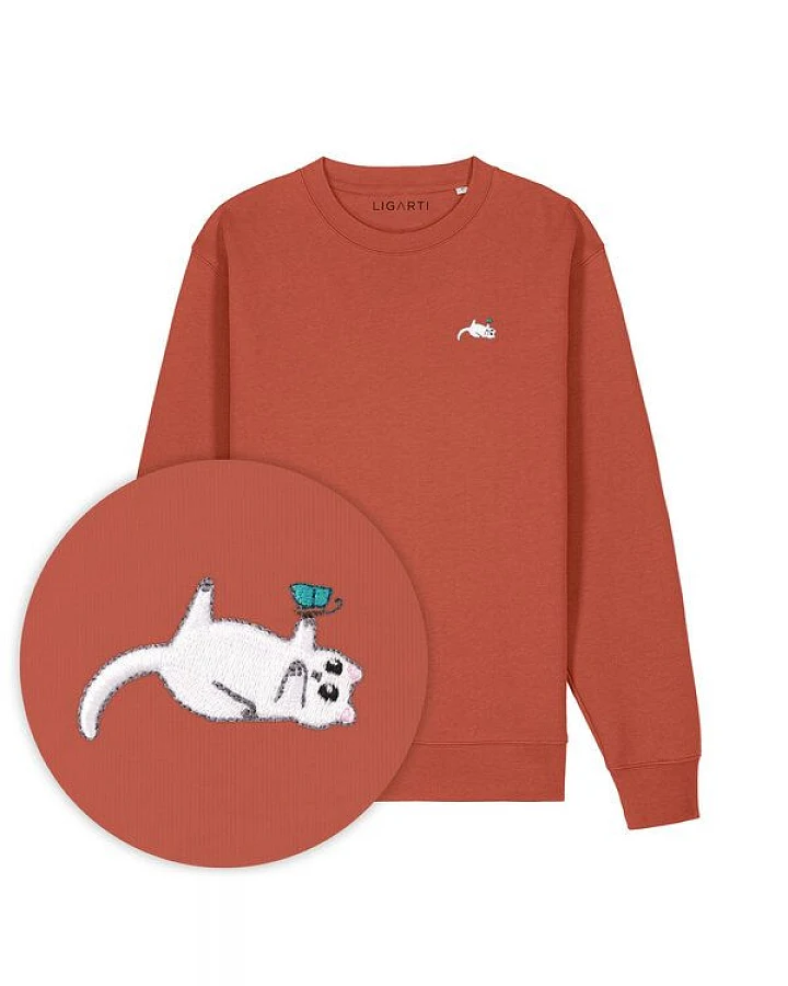 Bestickter Pullover – Samantha die Katze – LIGARTI Tiermanufaktur
