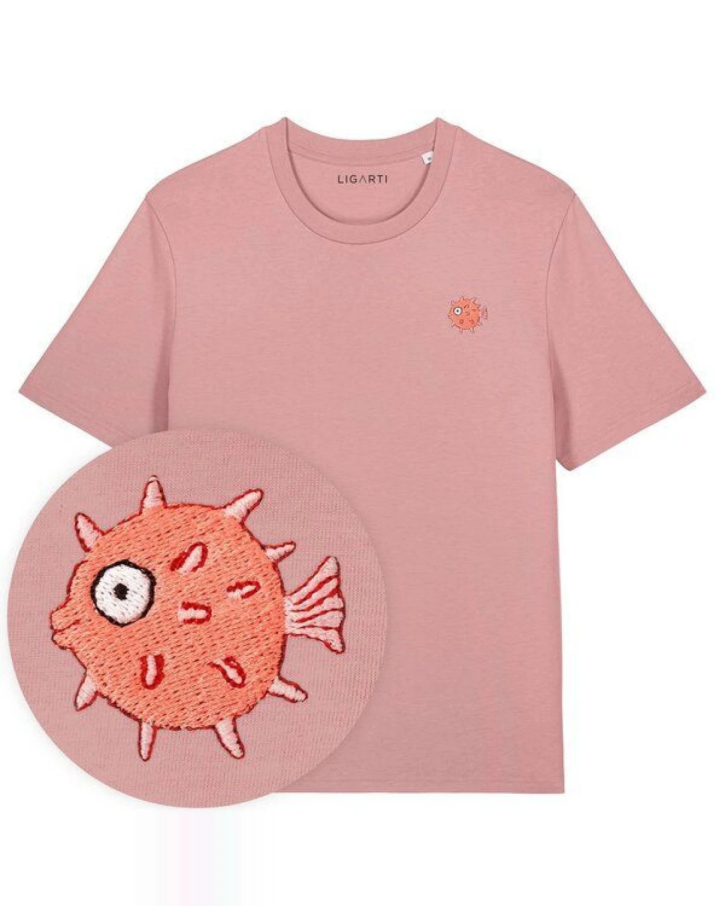 Besticktes T-Shirt – Kurt der Kugelfisch – LIGARTI Tiermanufaktur – Ansicht 4