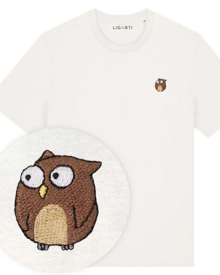 Besticktes T-Shirt – Eugen die Eule – LIGARTI Tiermanufaktur
