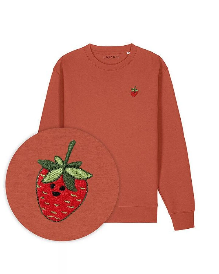 Bestickter Pullover – Erdbeere – LIGARTI Tiermanufaktur