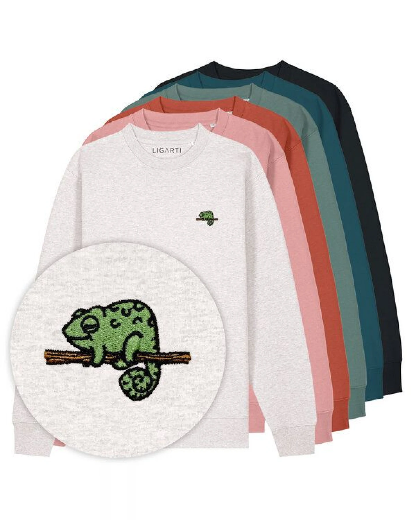 Bestickter Pullover – Mareike das Chamäleon – LIGARTI Tiermanufaktur – Ansicht 2
