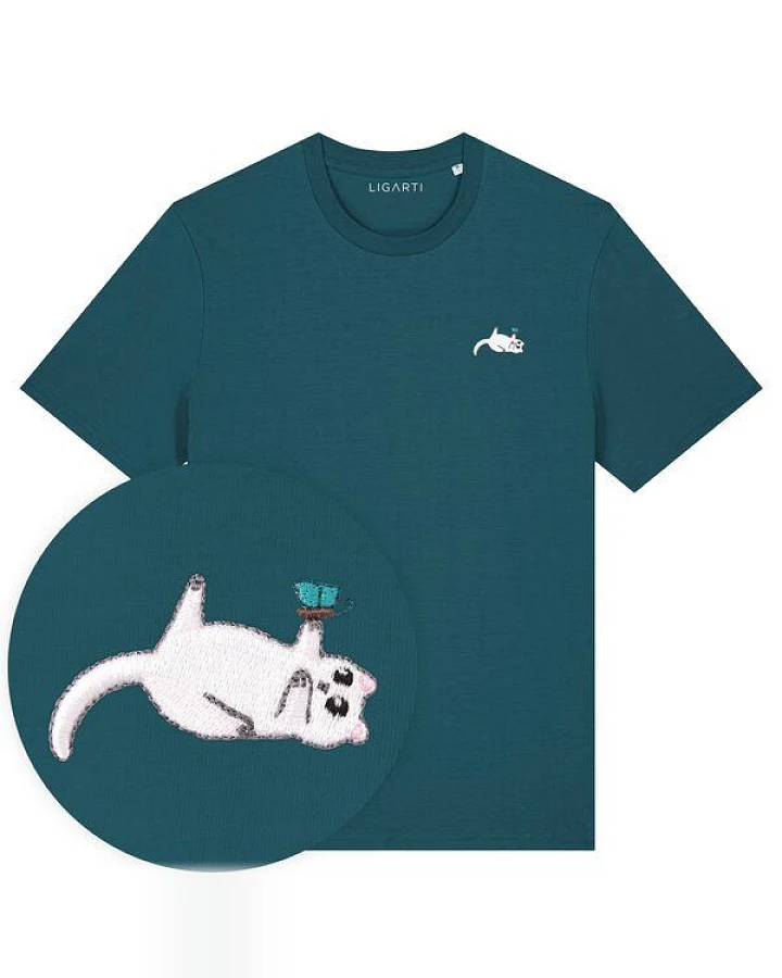 Besticktes T-Shirt – Samantha die Katze – LIGARTI Tiermanufaktur