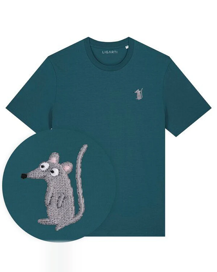 Besticktes T-Shirt – Murat die Maus – LIGARTI Tiermanufaktur