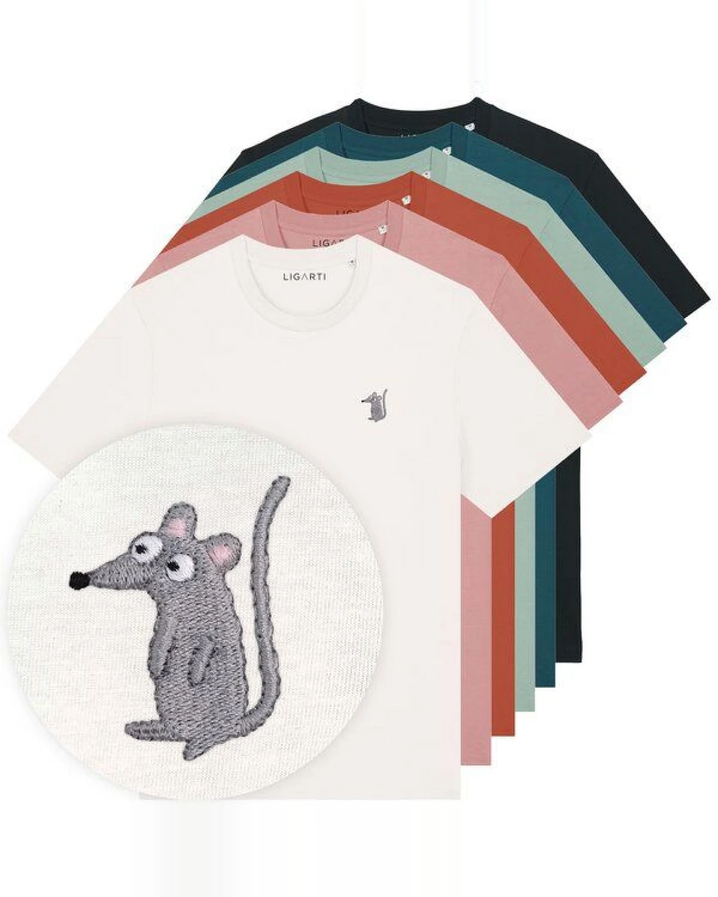 Besticktes T-Shirt – Murat die Maus – LIGARTI Tiermanufaktur – Ansicht 2