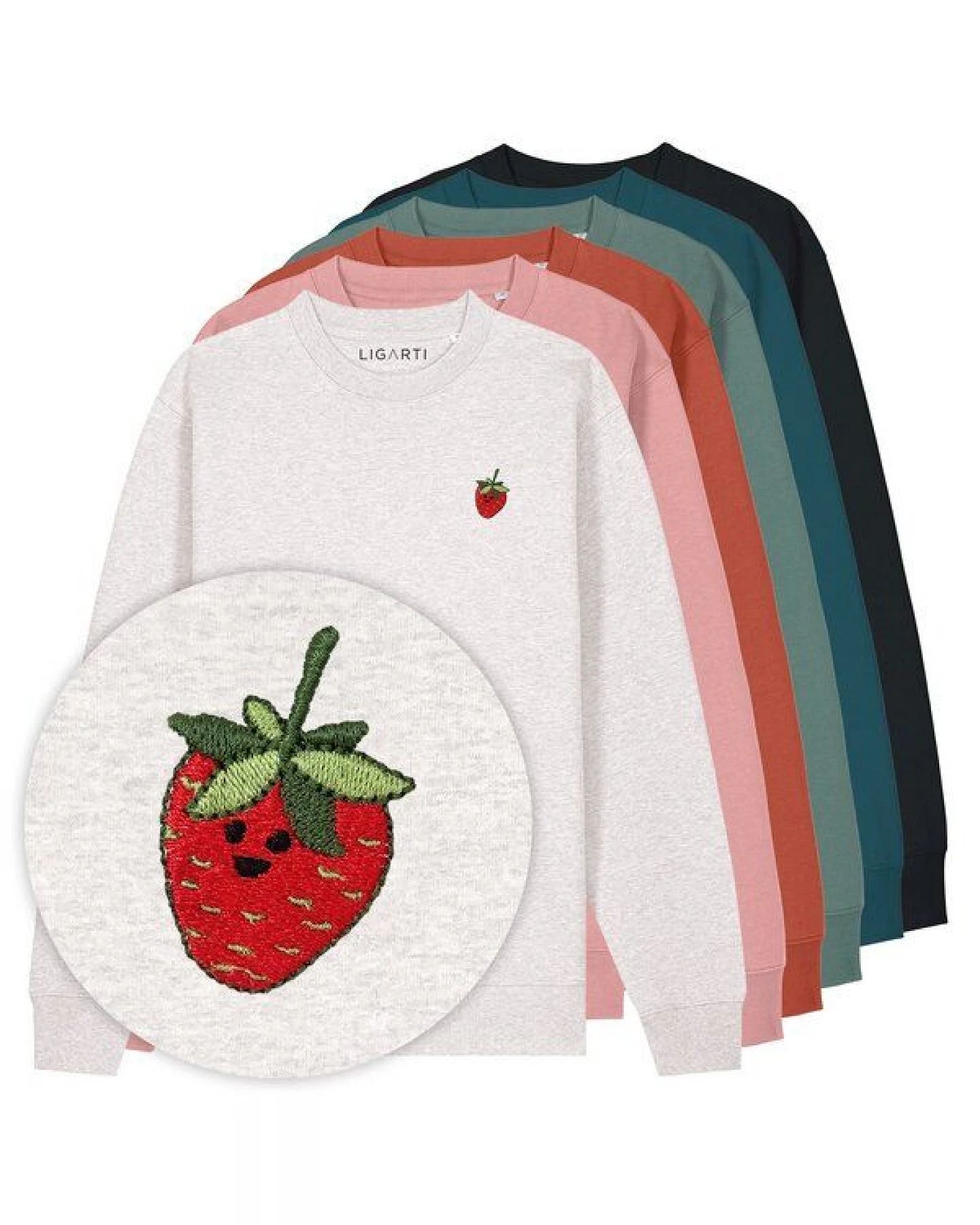 Bestickter Pullover – Erdbeere – LIGARTI Tiermanufaktur – Ansicht 2