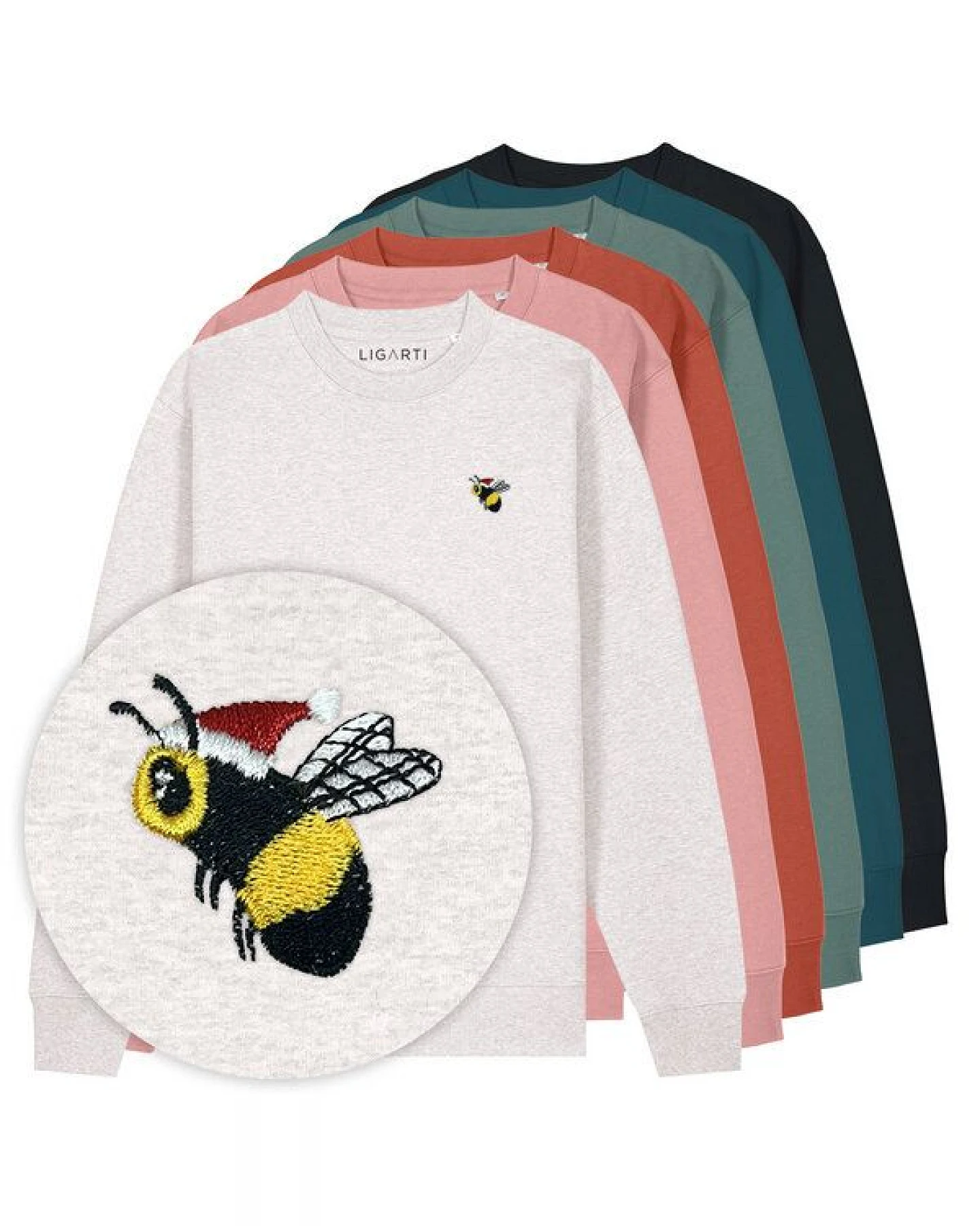 Bestickter Pullover – Esmeralda die Weihnachtsbiene – LIGARTI Tiermanufaktur – Ansicht 2