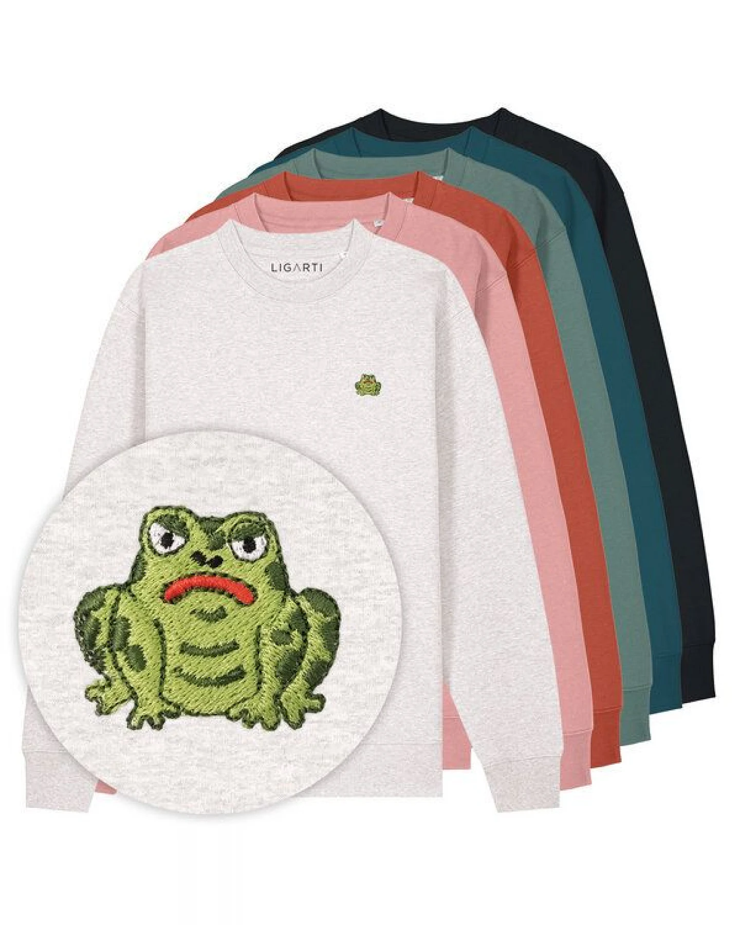 Bestickter Pullover – Gretel die Kröte – LIGARTI Tiermanufaktur – Ansicht 2