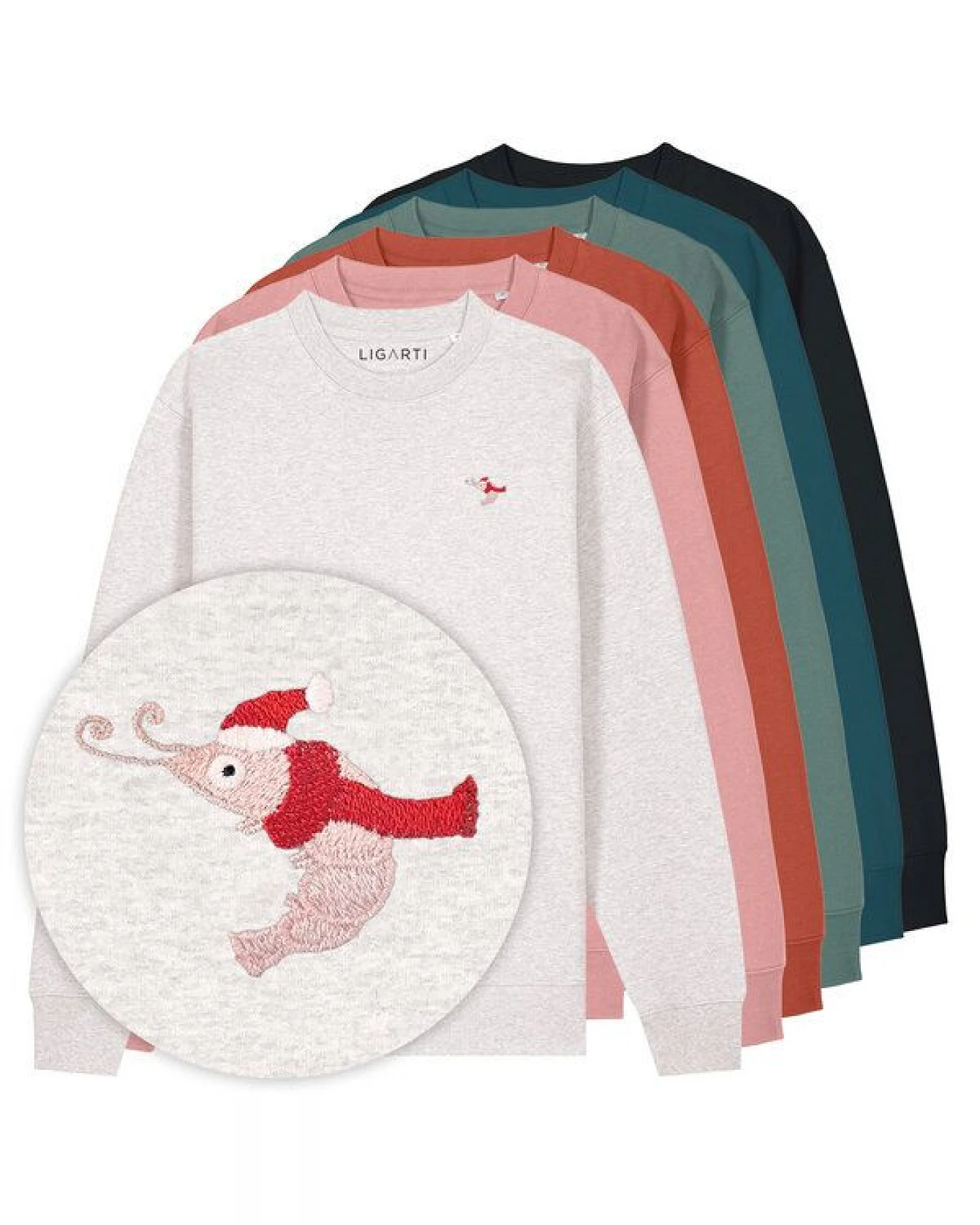 Bestickter Pullover – Jean-Luc die Weihnachtsgarnele – LIGARTI Tiermanufaktur – Ansicht 2