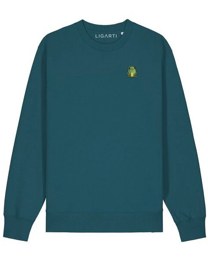 Bestickter Pullover – Nils der Frosch – LIGARTI Tiermanufaktur