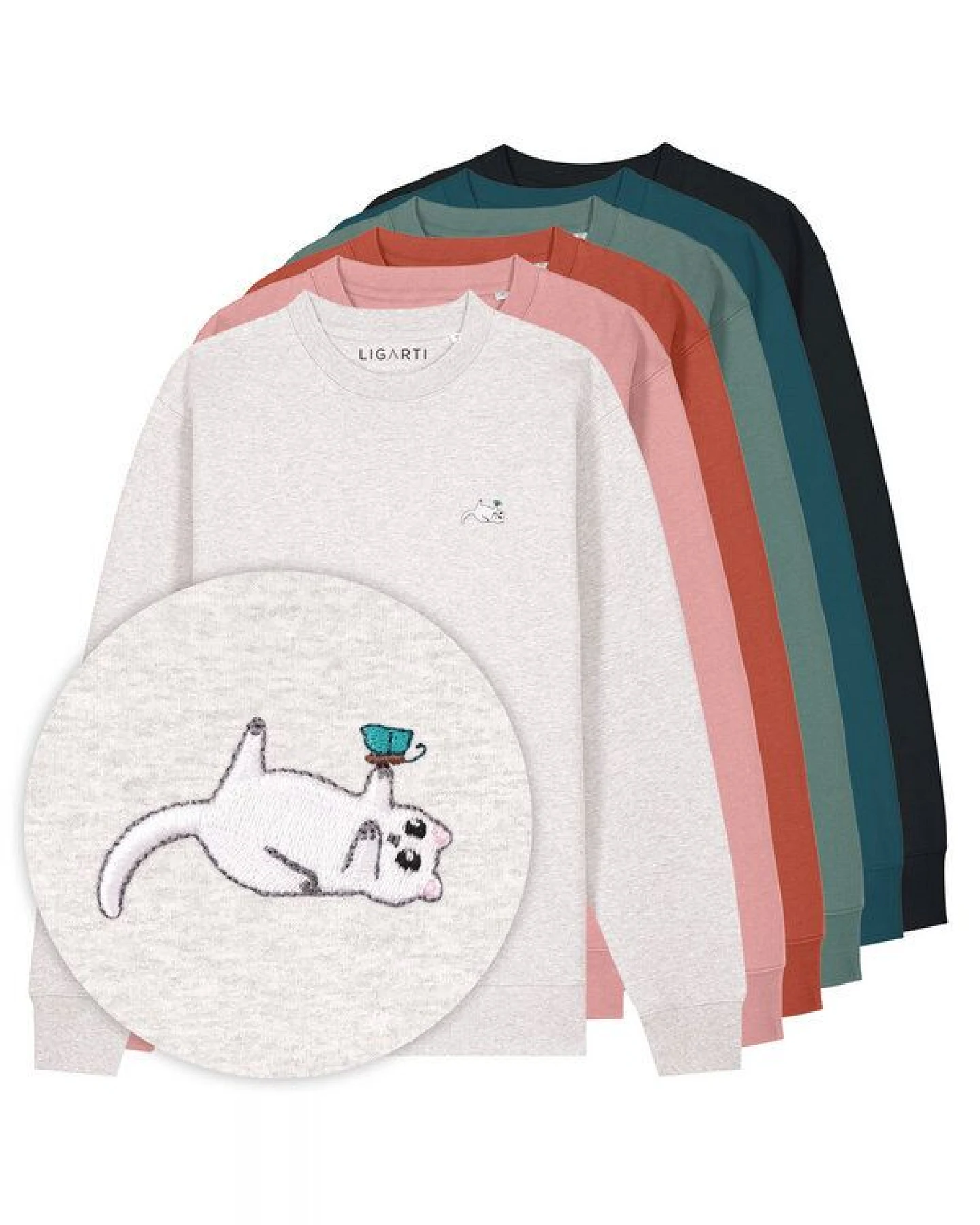 Bestickter Pullover – Samantha die Katze – LIGARTI Tiermanufaktur – Ansicht 2