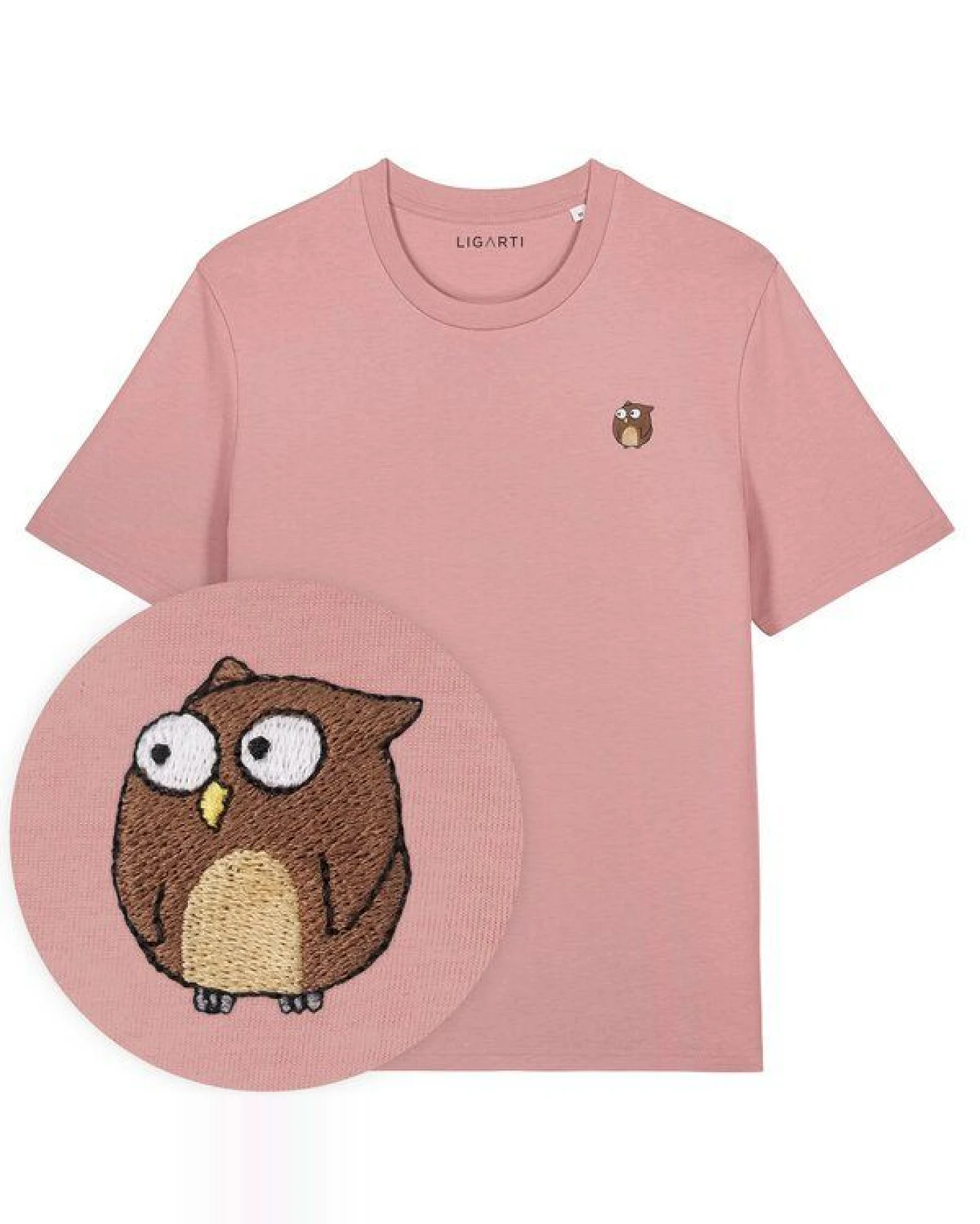 Besticktes T-Shirt – Eugen die Eule – LIGARTI Tiermanufaktur – Ansicht 4