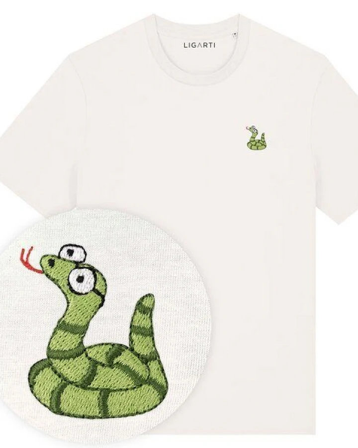 Besticktes T-Shirt – Schorsch die Schlange – LIGARTI Tiermanufaktur