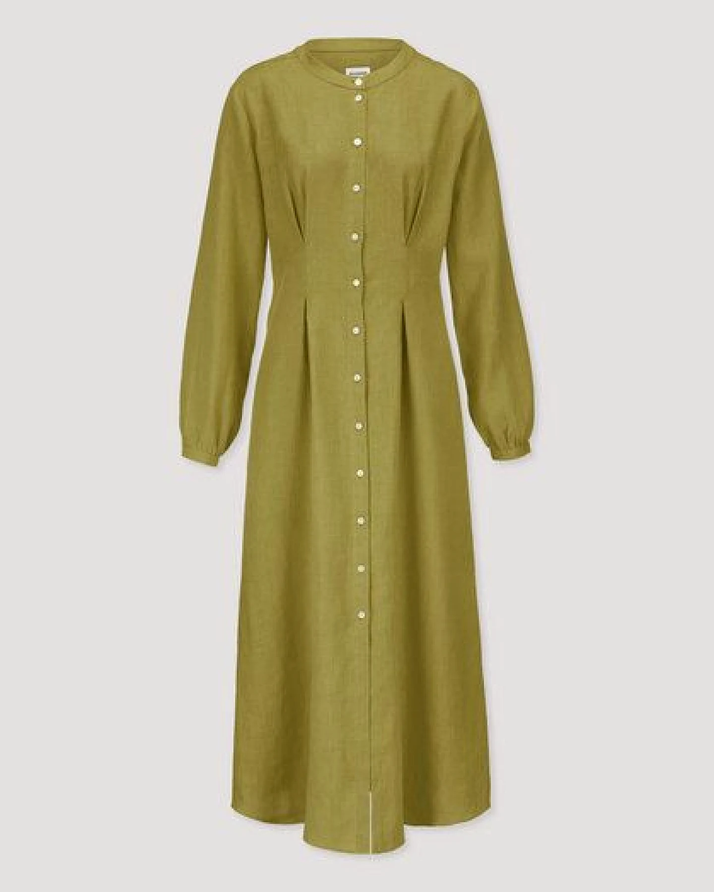hessnatur Gewebe Hemdblusenkleid mit Taillierung Maxi aus Bio-Baumwolle mit Leinen – Ansicht 4