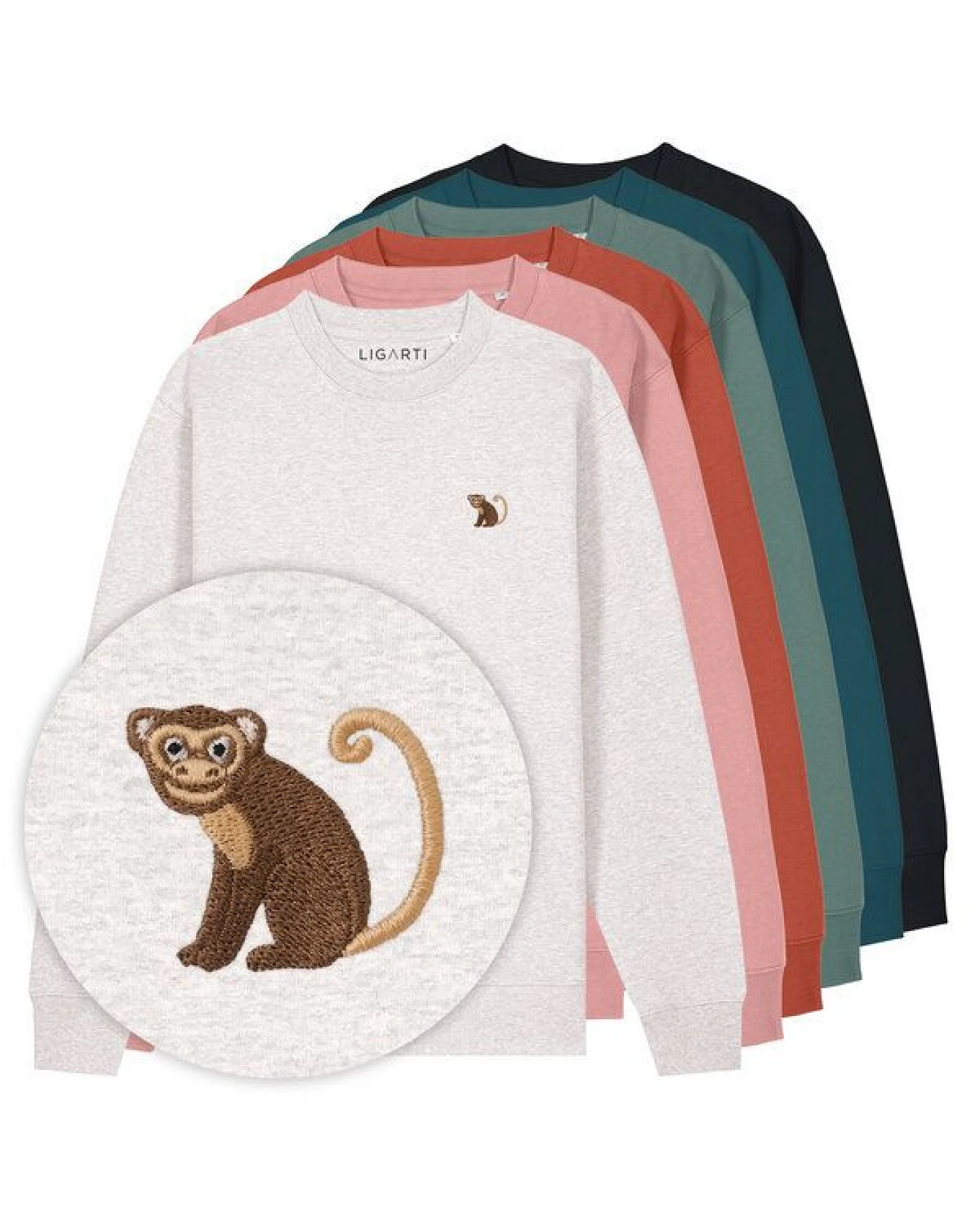 Bestickter Pullover – Albert der Affe – LIGARTI Tiermanufaktur – Ansicht 2
