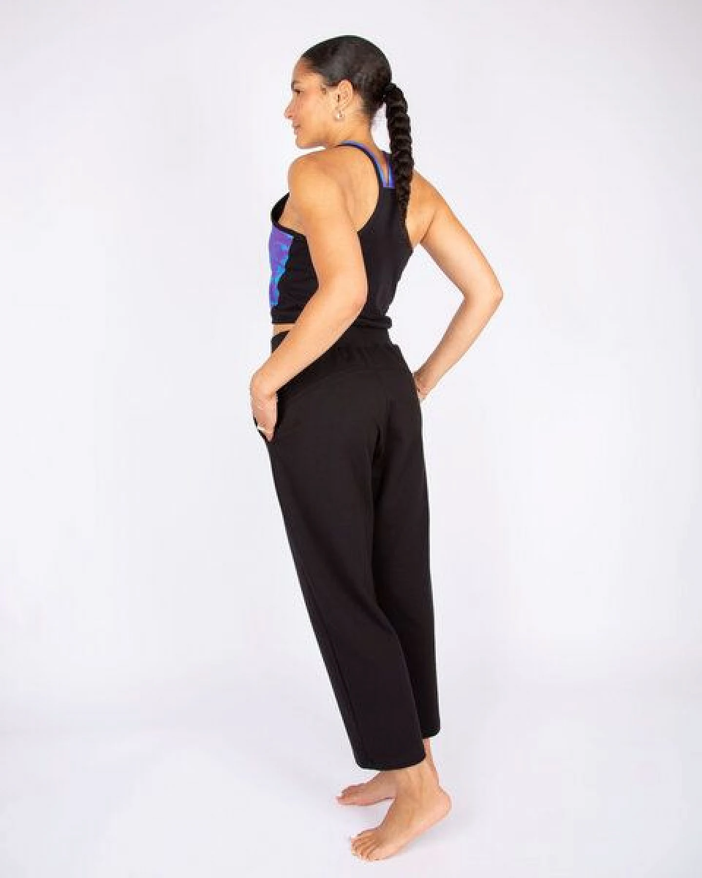 ÆVRIL Damen Sport-BH // Avril Print, Schwarz // Bio-Baumwolle – Ansicht 4