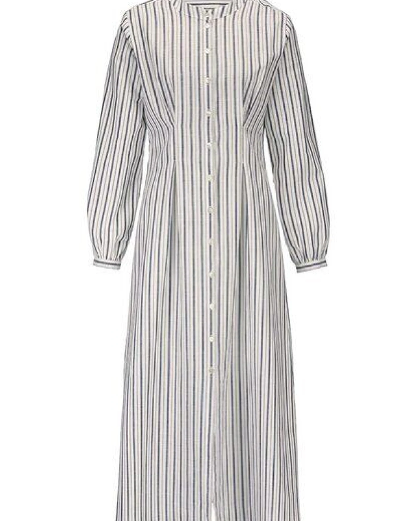 hessnatur Hemdblusenkleid mit Taillierung Maxi aus Bio-Baumwolle mit Leinen – Ansicht 3