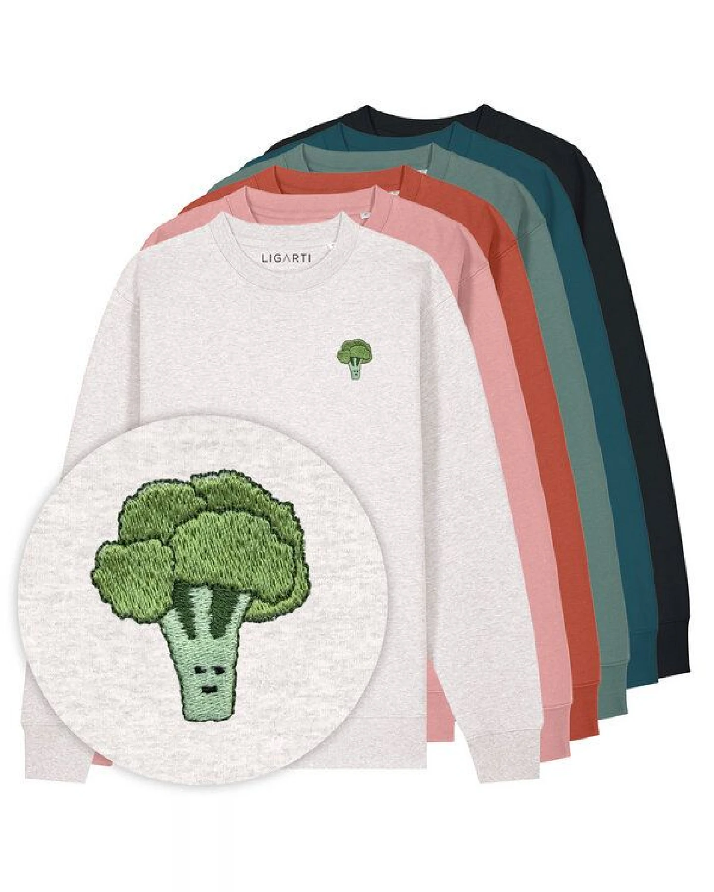 Bestickter Pullover – Brokkoli – LIGARTI Tiermanufaktur – Ansicht 2