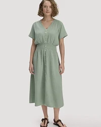 Produktseite: hessnatur Musselin Kleid mit Taillierung Midi aus reiner Bio-Baumwolle