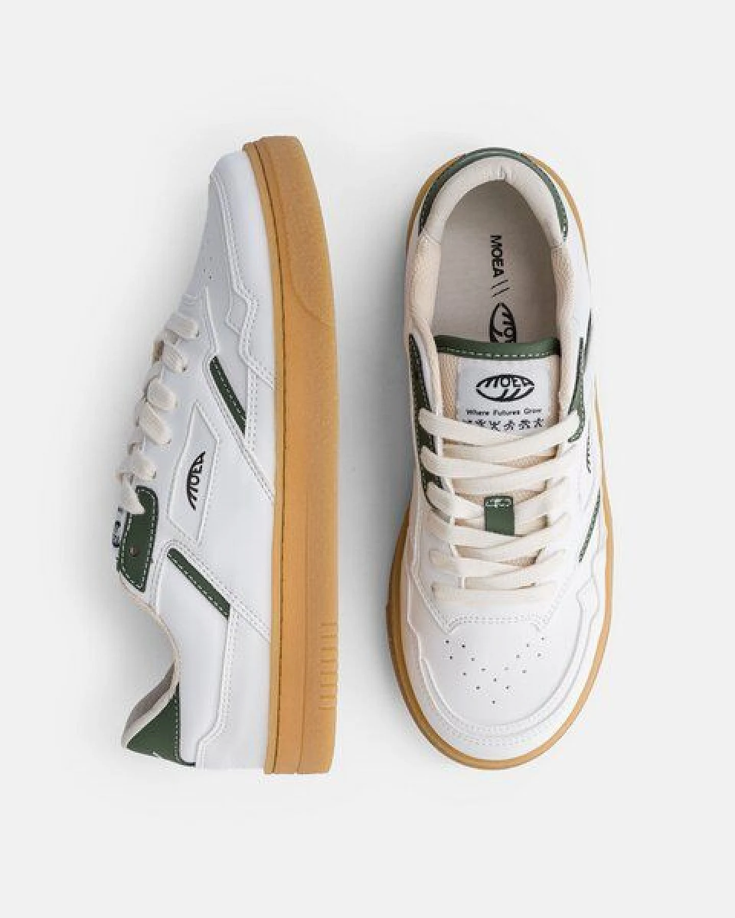 MoEa Sneakers Origin Low - White & Green - Apple – Ansicht 2