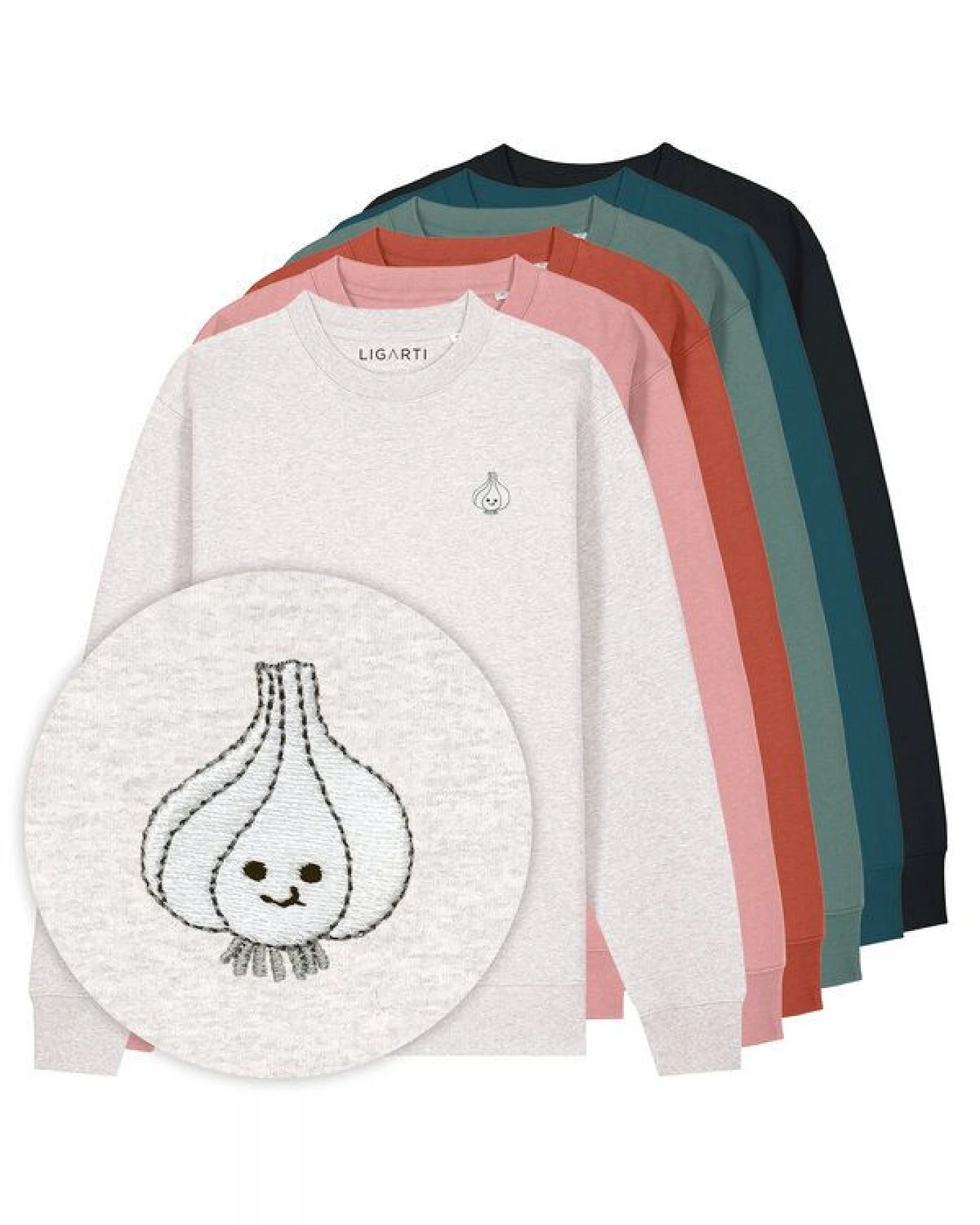 Bestickter Pullover – Knoblauch – LIGARTI Tiermanufaktur – Ansicht 2