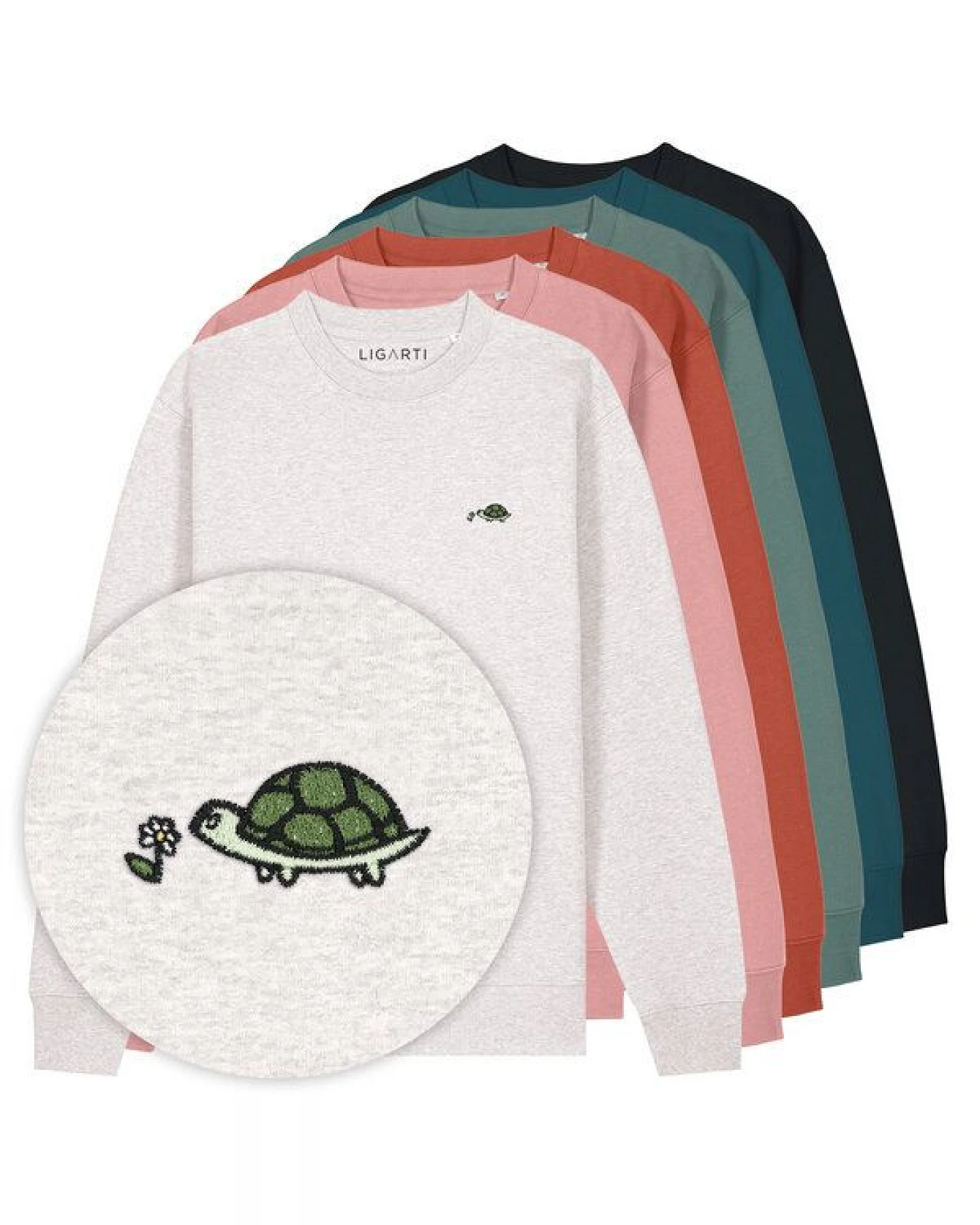 Bestickter Pullover – Lars die Schildkröte – LIGARTI Tiermanufaktur – Ansicht 2