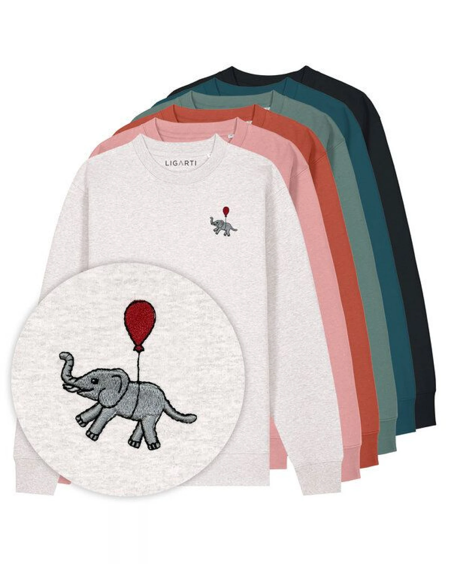 Bestickter Pullover – Tuffi der Elefant – LIGARTI Tiermanufaktur – Ansicht 2