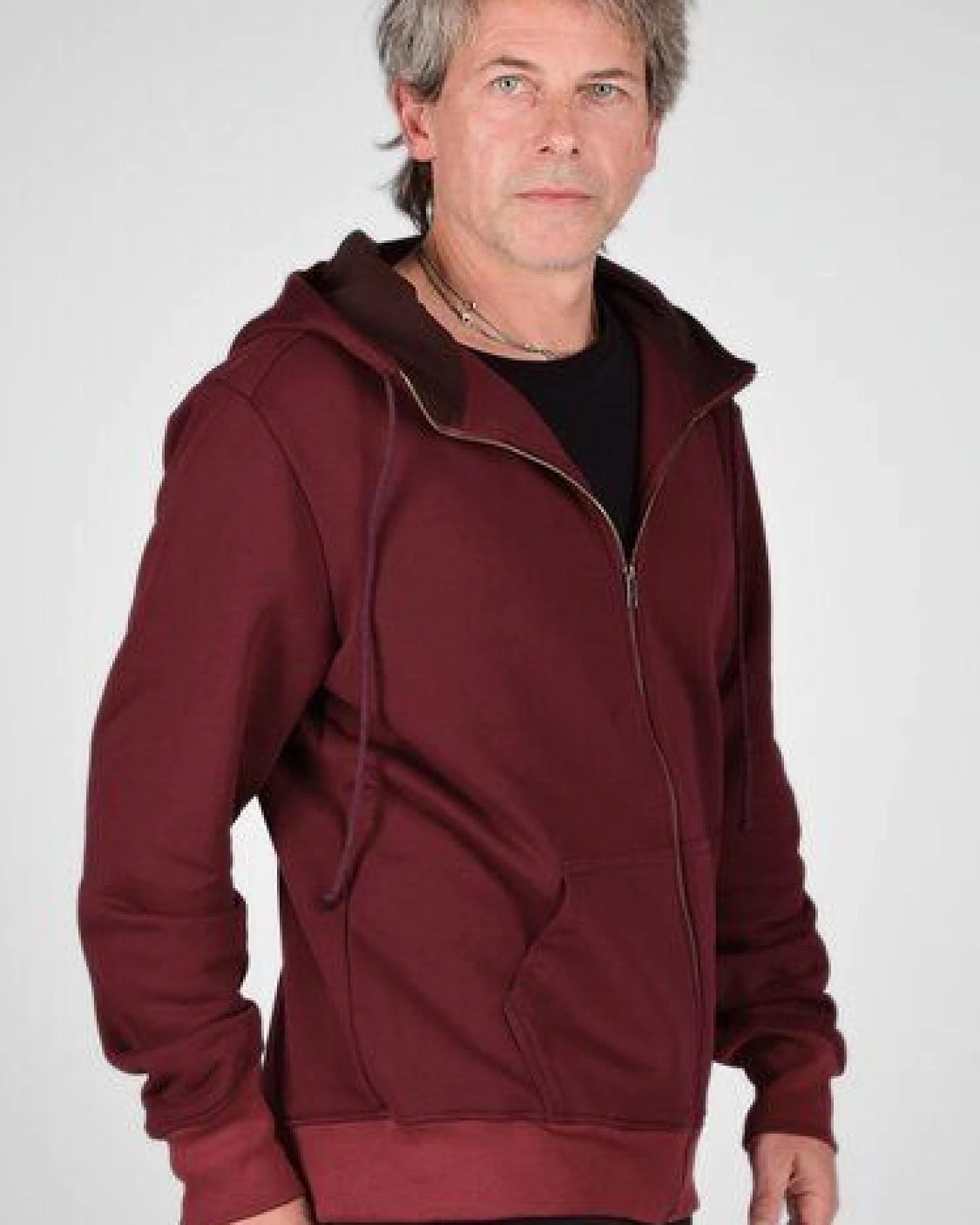 Mrs.Hippie Herren-Sweatjacke "Matthew" mit Kapuze aus Bio-Baumwolle – Ansicht 3