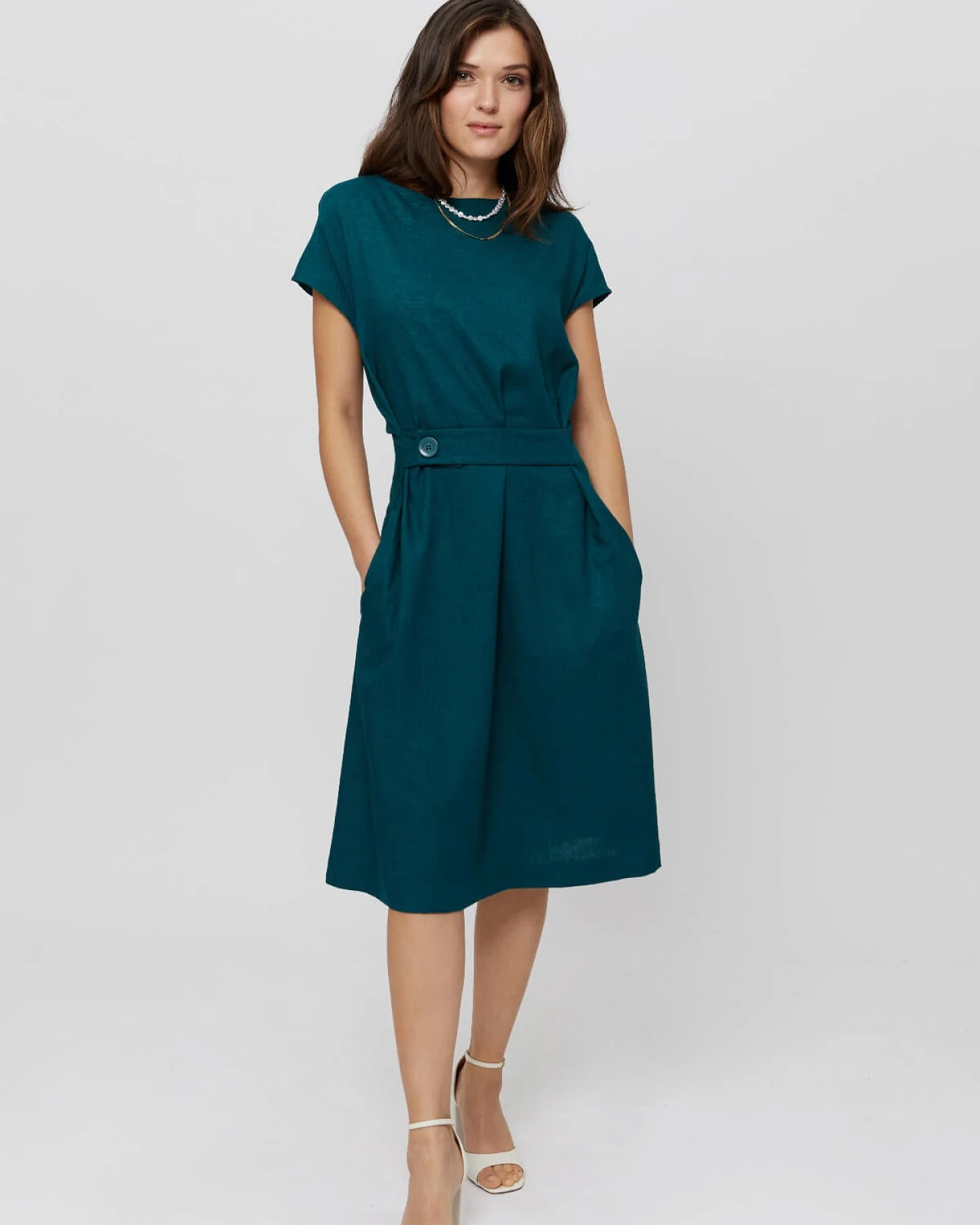 AYANI Damen vegan Kleid Sati Deep Teal – Ansicht 2