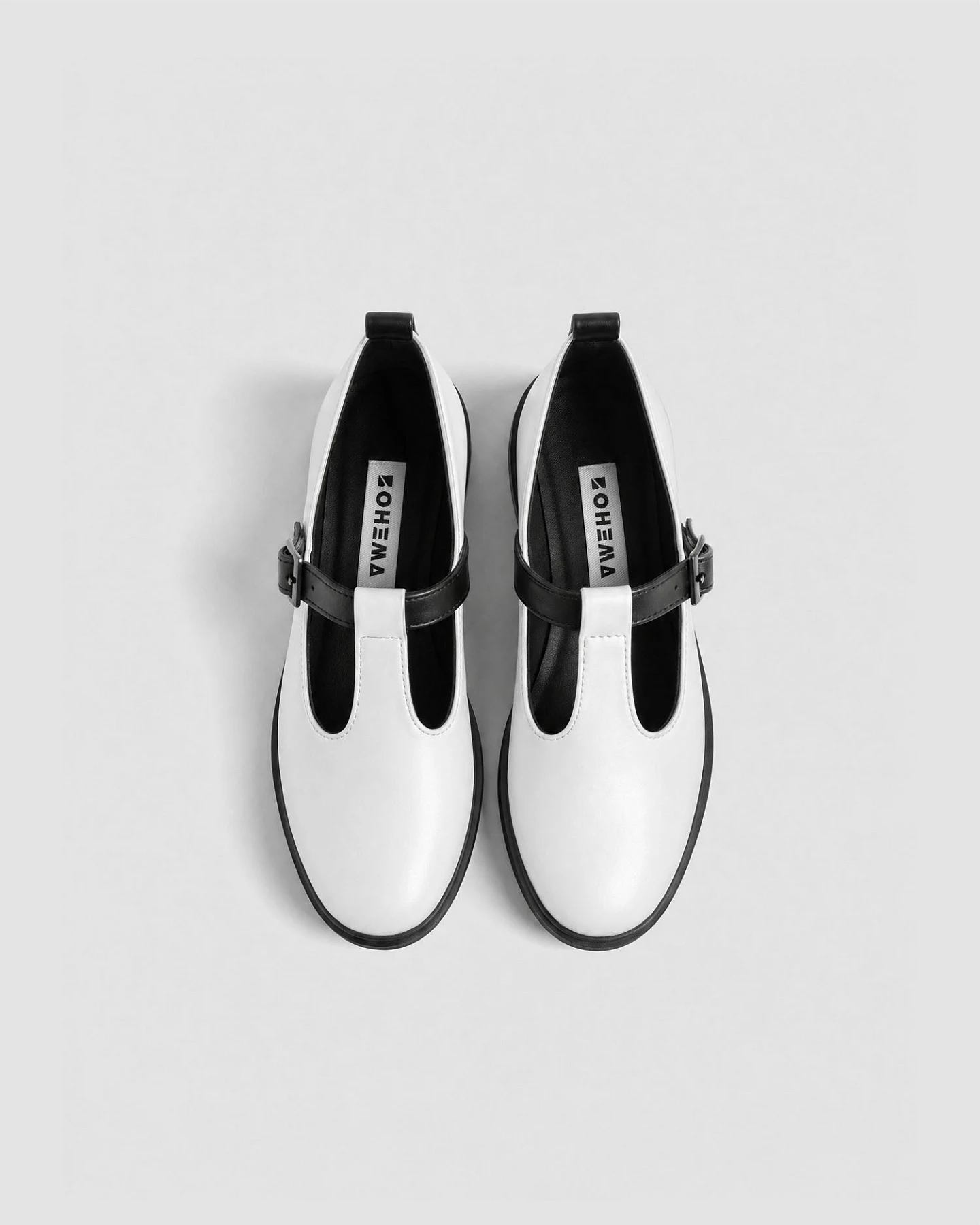 BOHEMA Damen vegan Schuhe Mary Jane Curtsy Weiß/Schwarz – Ansicht 2