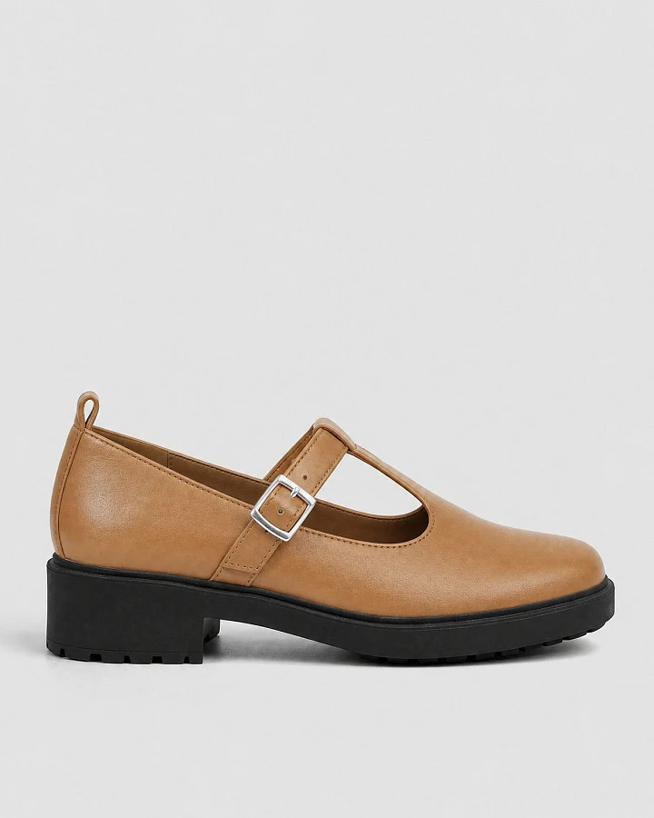 BOHEMA Damen vegan Schuhe Mary Jane Curtsy Kamelbraun
