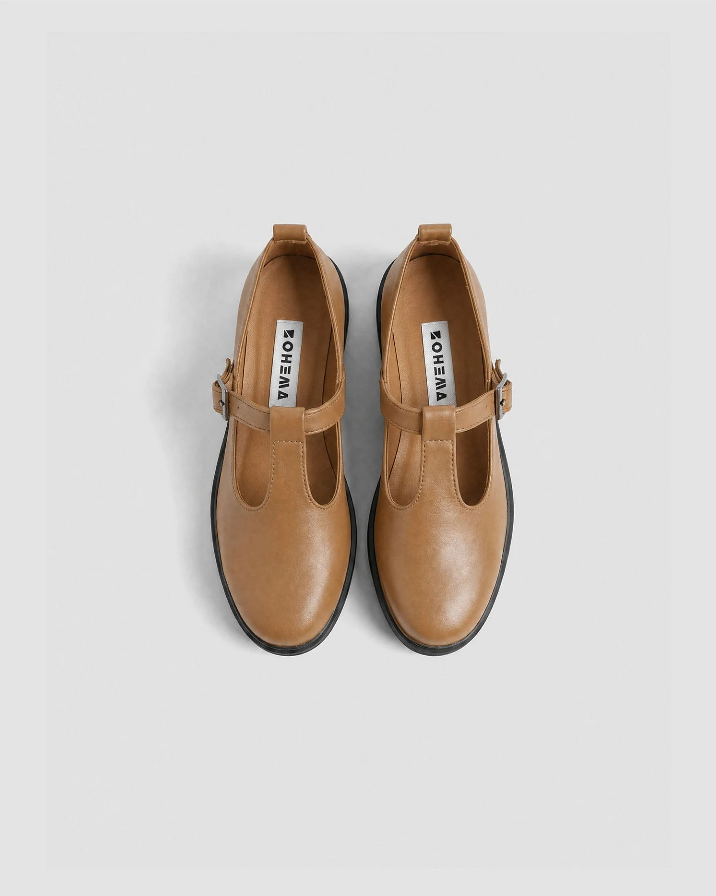 BOHEMA Damen vegan Schuhe Mary Jane Curtsy Kamelbraun – Ansicht 2